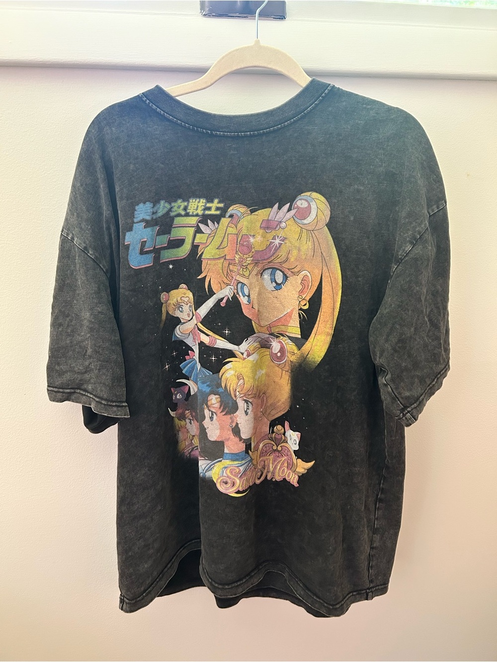 Sailor Moon Graphic Oversized Tee - Faded Black